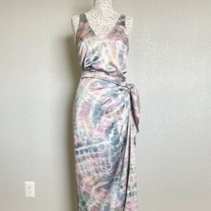 Show Me Your Mumu Hampton Tie Silk Midi Dress Tie Dye